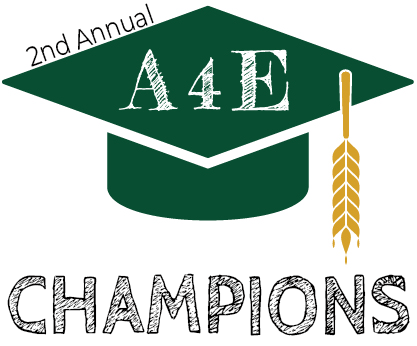 A4E logo represents the Acres for Education campaign